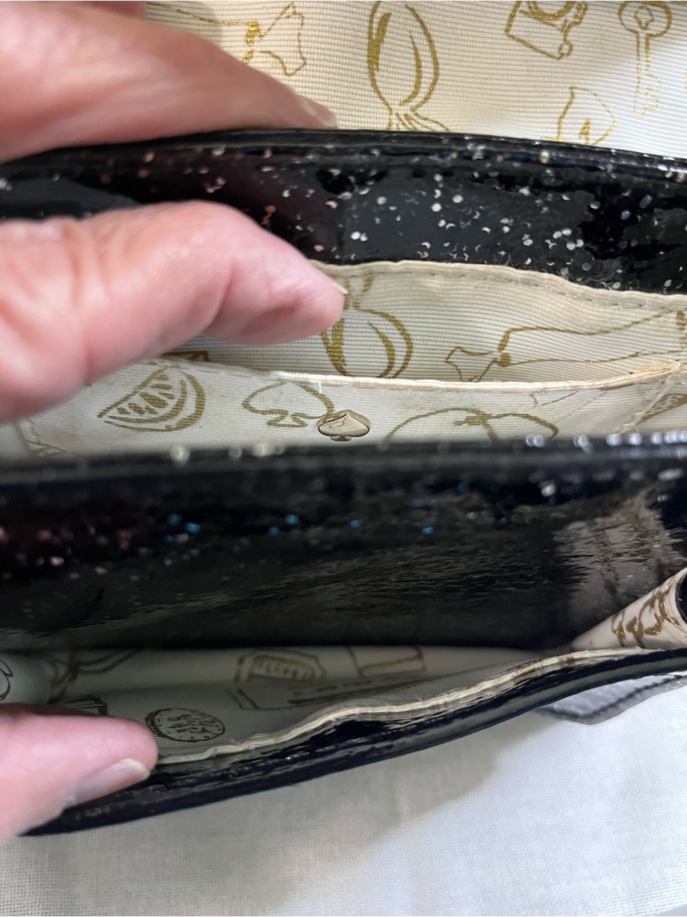 kate spade Black Glitter Mini Scout Satchel/Crossbody with Gold Hardware - Picture 8 of 10